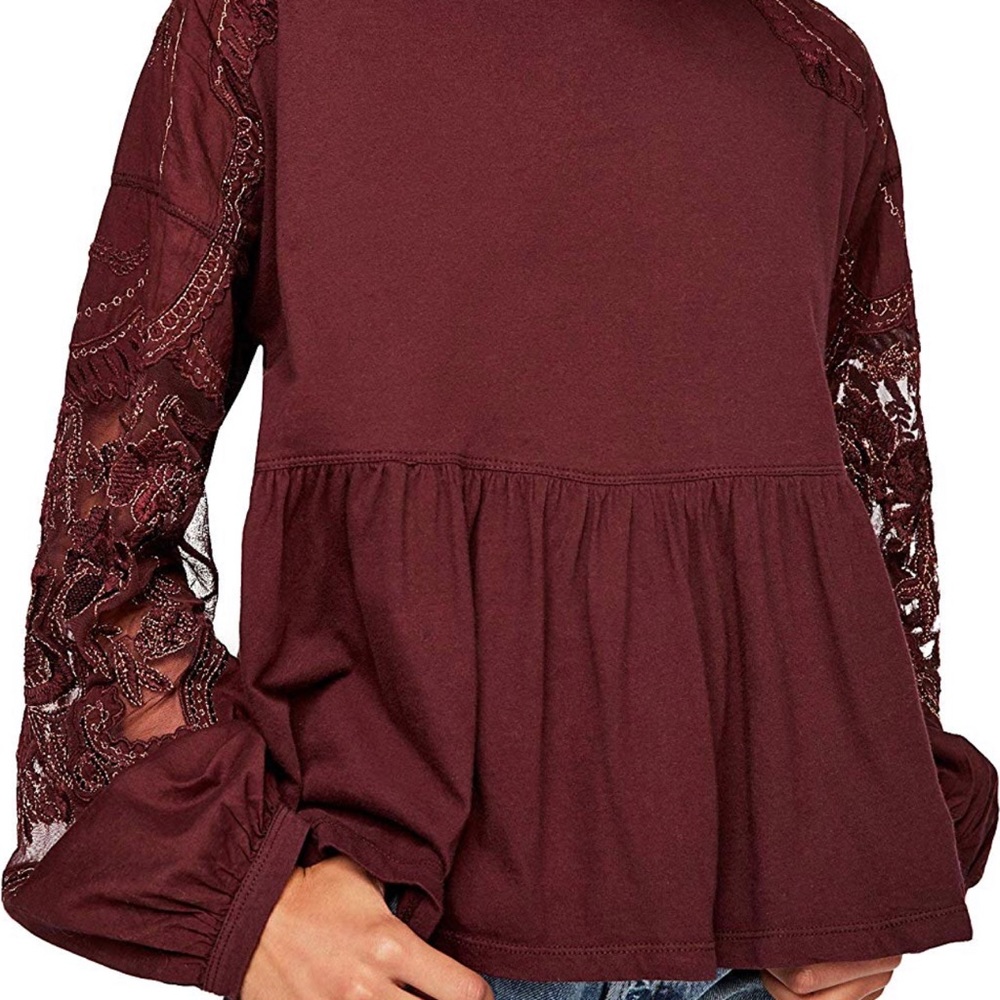 SOLD Free People Penny Tee Wine NWT - Picture 2 of 8